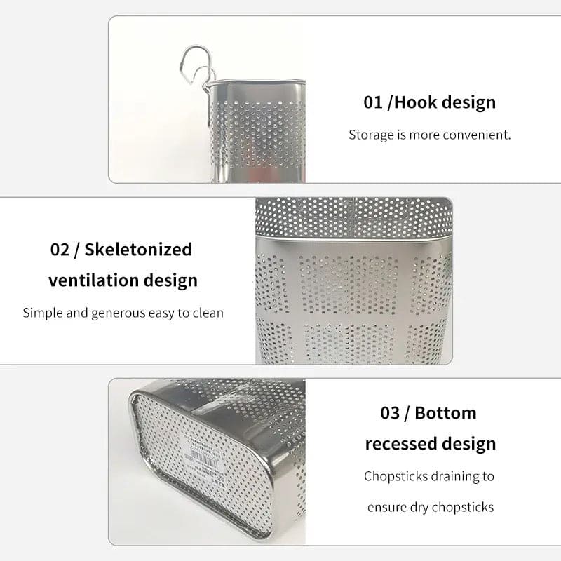 Stainless Steel Utensil Holder, Kitchen Wall Hanging Steel Cutlery Holder Organizer Rack, Multifunctional Chopstick Basket, Silverware Caddy Cutlery Rack, Drying Rack Basket Holder with Hooks Stainless Steel Utensil Holder, Kitchen Wall Hanging Steel Cutlery Holder Organizer Rack, Multifunctional Chopstick Basket, Silverware Caddy Cutlery Rack, Drying Rack Basket Holder with Hooks